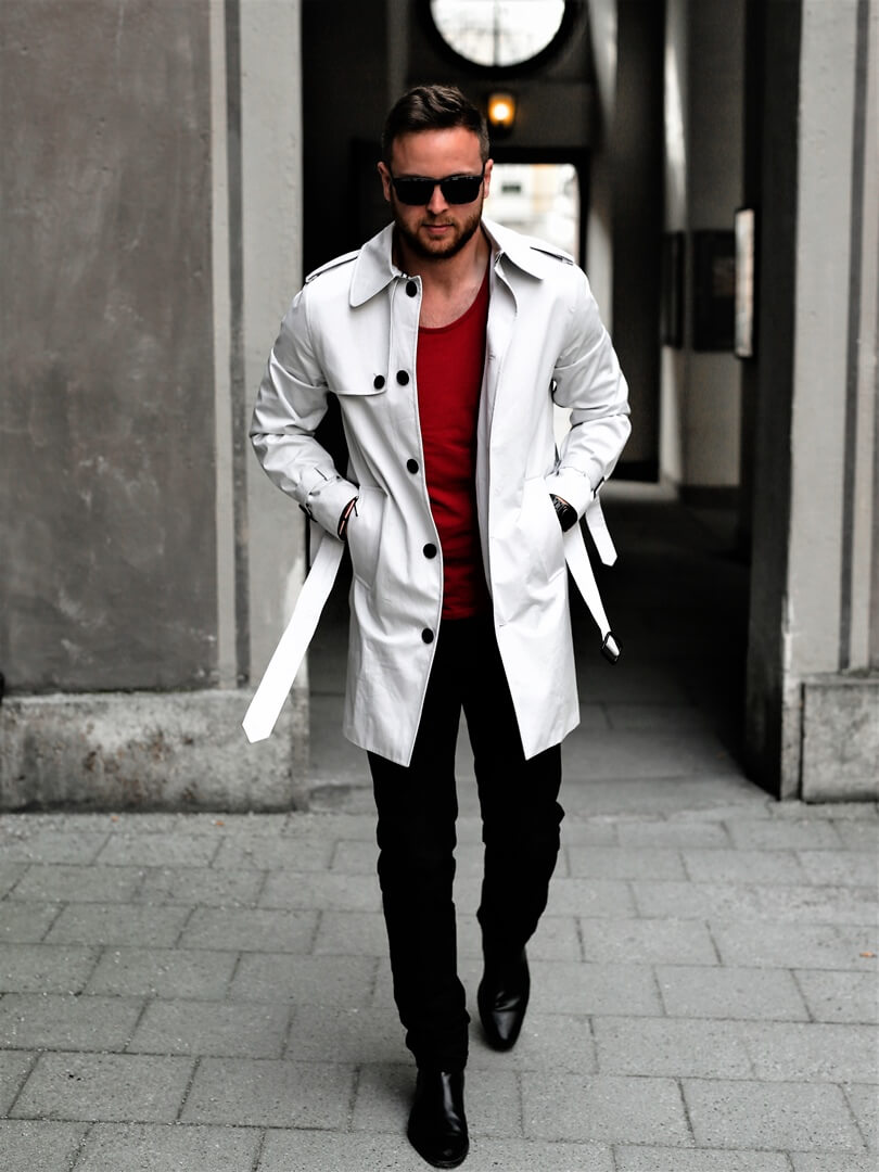 weißer SANDRO Trenchcoat mit Gürtel