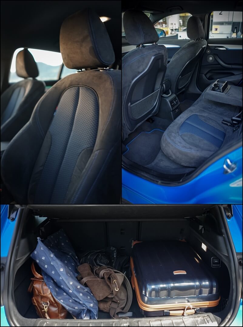 Frontsitze, hinterer Innenraum und Kofferraum des BMW X2