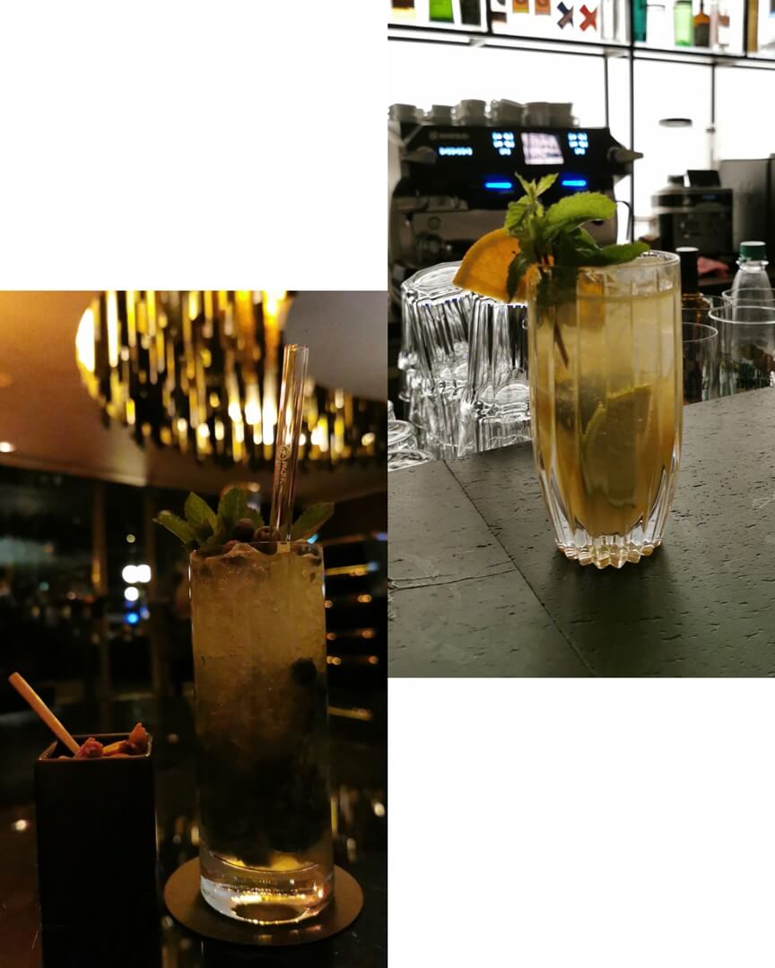 Drinks: Roomers Hotel Bar (links) ; Envy Bar (rechts)