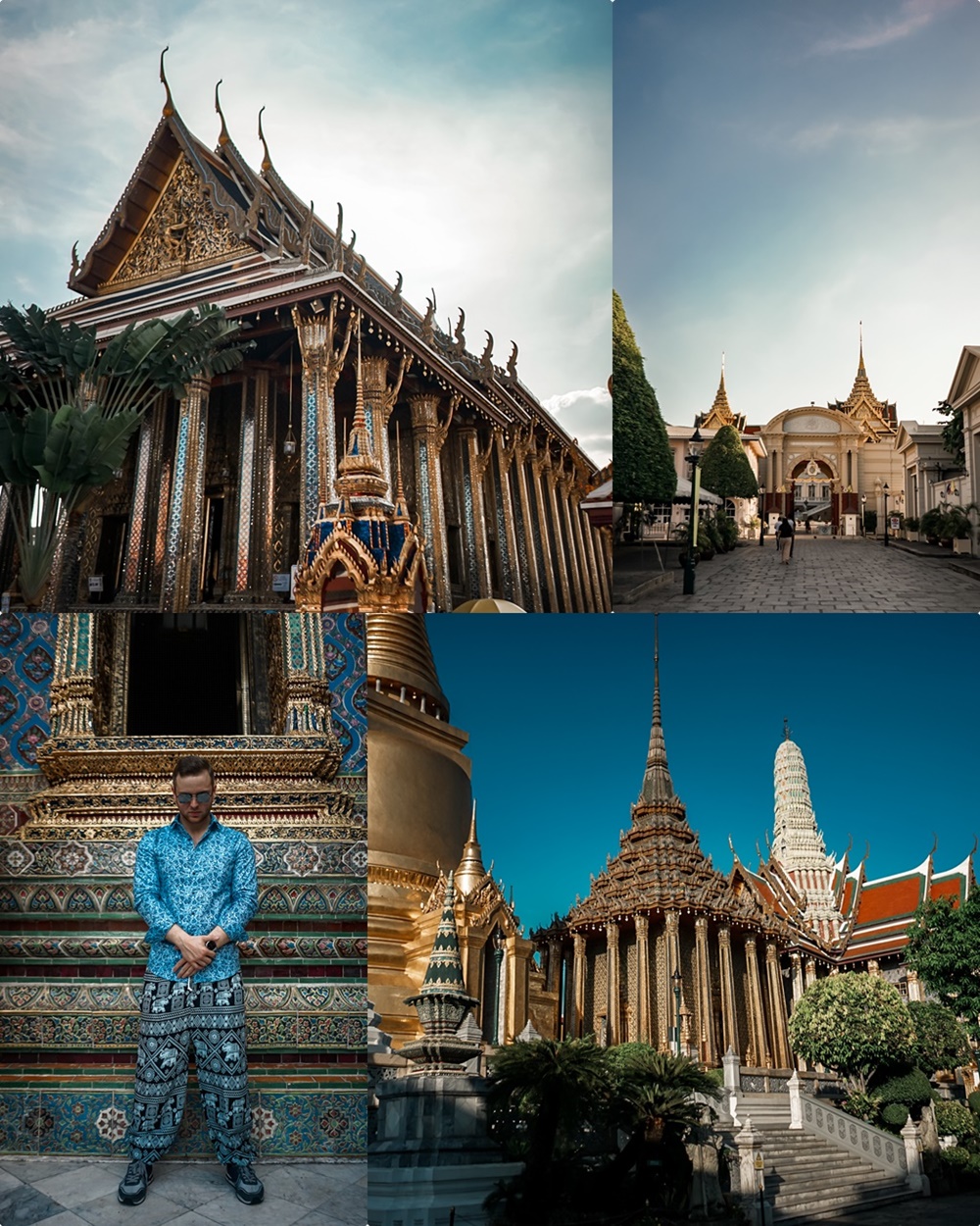 Golden Palace & Grand Palace (oben links und rechts), Wat Phra Kaeo (unten rechts)