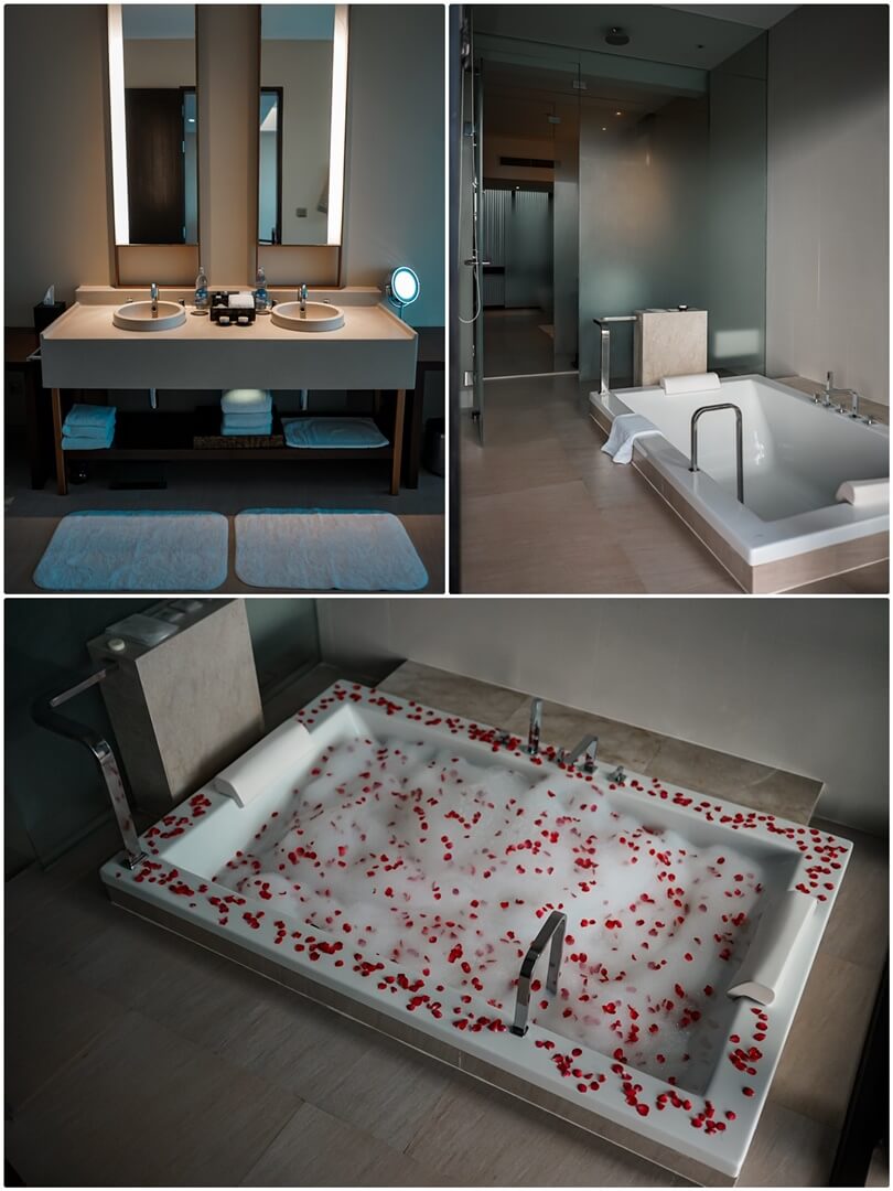 Badezimmer mit Badewanne, unten Honeymoon Bad