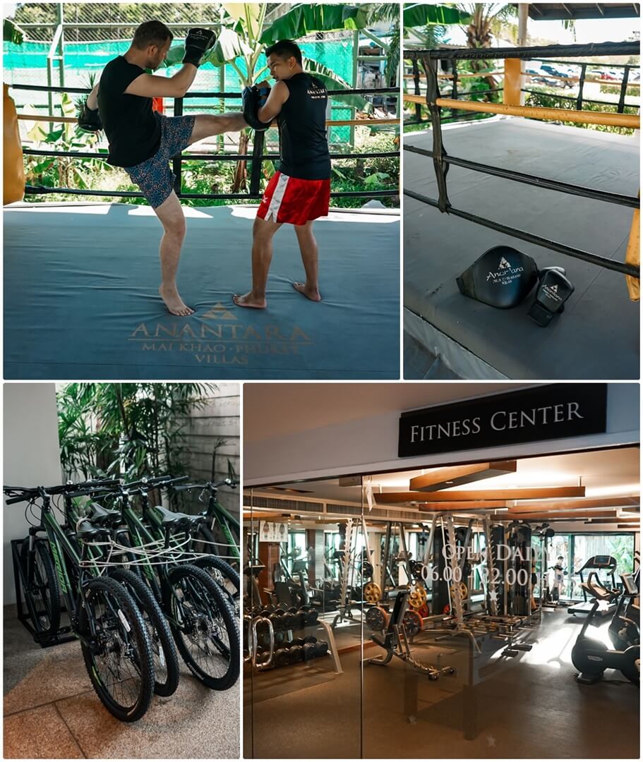 oben: Muay Thai, unten: Fahrradverleih & Fitness Center