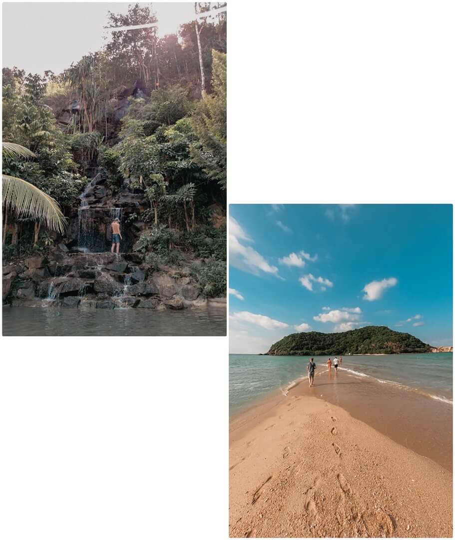 Wangsai Waterfall links, Koh Ma Thale Walk rechts