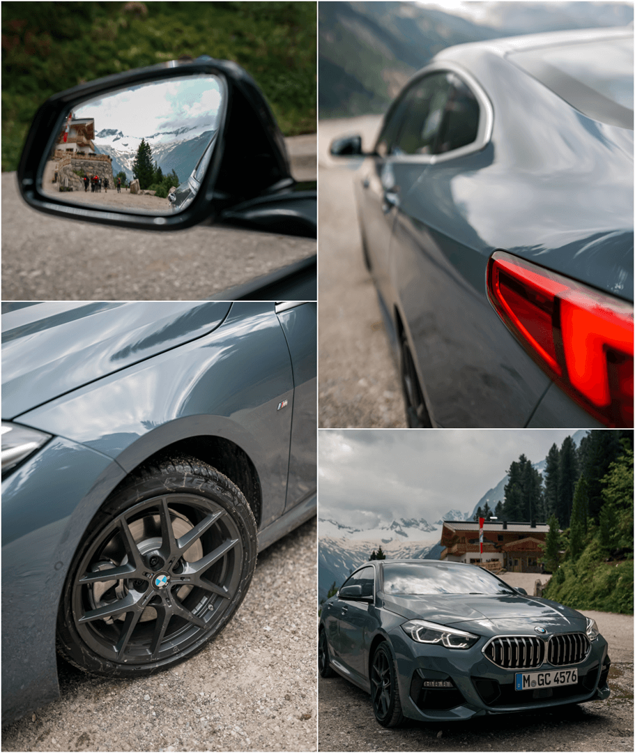 18" M Doppelspeiche Felgen in schwarz und Niere des BMW 220d Gran Coupé M Sport